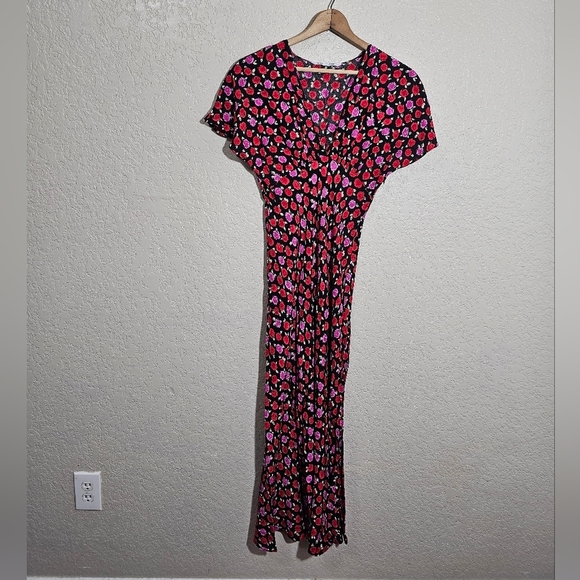 Zara Floral Print V-Neck Maxi Dress - Picture 1 of 5